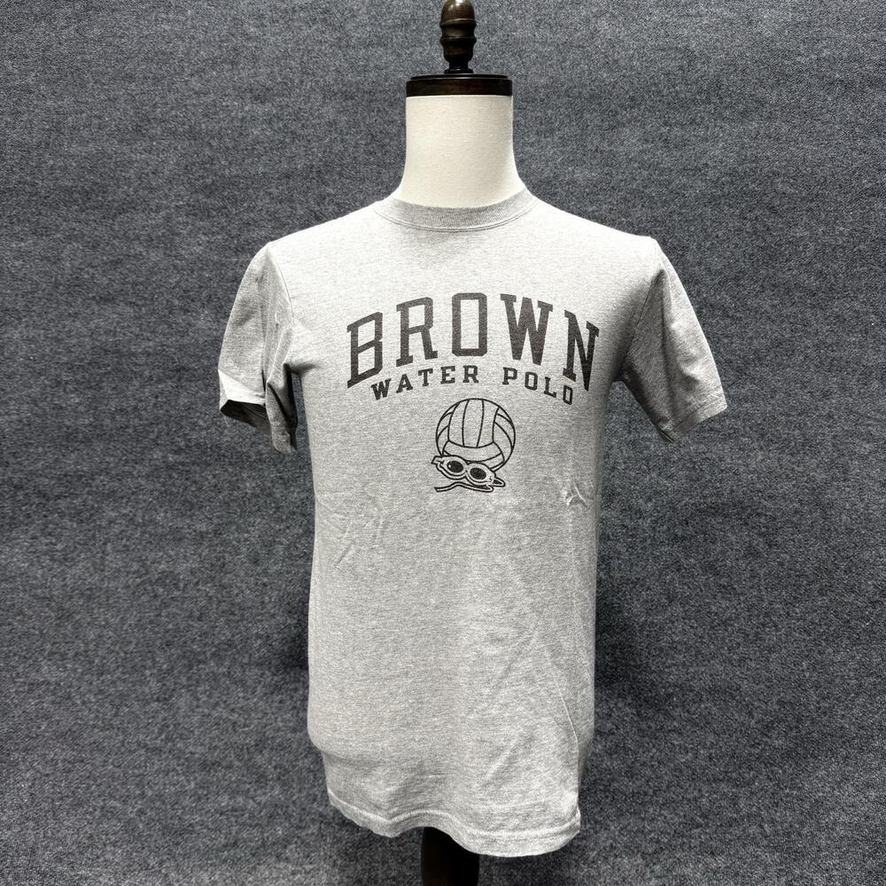 Champion Brown Water Polo Shirt Mens Small Gray Graphic T-Shirt Tee Top